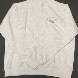 Parke Subtle Flag Accent Heather Grey Mock Necl Sweatershirt size Large/XLarge